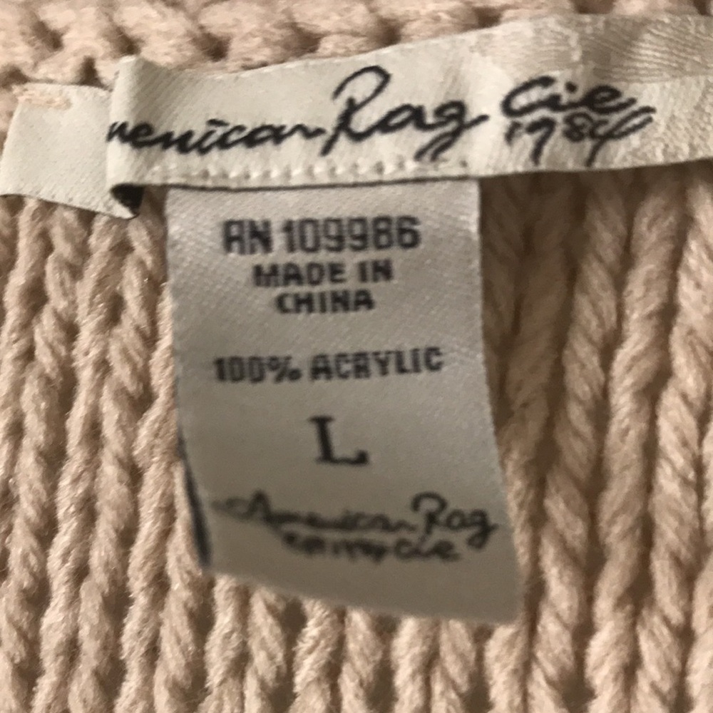 American Rag Beige Knitted Shag Fringe Cardigan - Picture 7 of 7